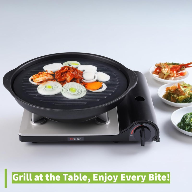 TECHEF - TRUE GRILL PAN - Stovetop Nonstick Indoor/Outdoor Smokeless BBQ Grill Set, including a Grill Plate and Alumium Drip Tray - Image 2
